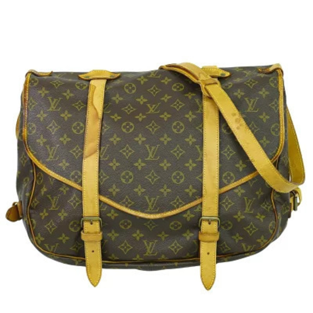 Louis Vuitton LV Saumur Monogram Pochette Crossbody Bag Canvas Leather Brown